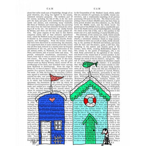 Beach Huts 2 Illustration Black Modern Wood Framed Art Print with Double Matting by Fab Funky