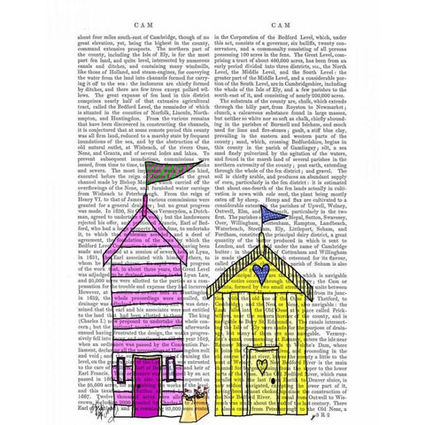 Beach Huts 3 Illustration Black Modern Wood Framed Art Print with Double Matting by Fab Funky