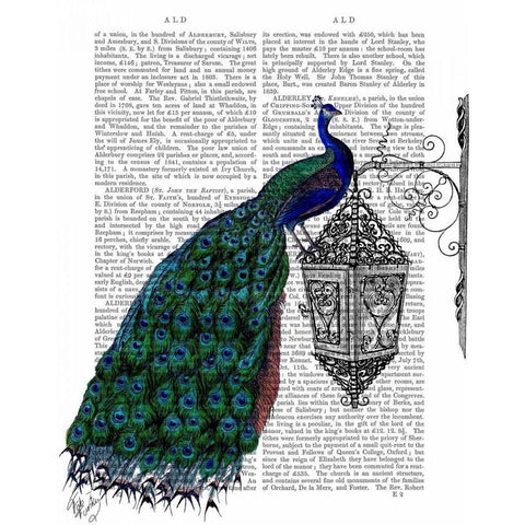 Peacock On Lamp Black Modern Wood Framed Art Print with Double Matting by Fab Funky