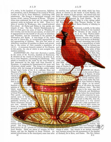 Teacup And Red Cardinal Black Ornate Wood Framed Art Print with Double Matting by Fab Funky