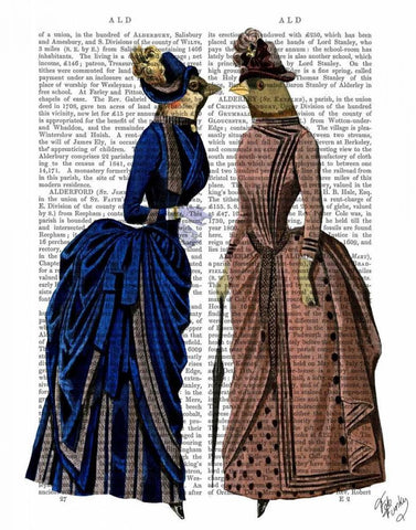 The Gossip Birds Black Ornate Wood Framed Art Print with Double Matting by Fab Funky