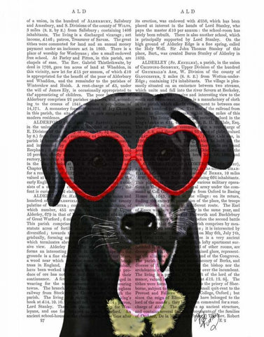 Black Labrador With Heart Sunglasses Black Ornate Wood Framed Art Print with Double Matting by Fab Funky