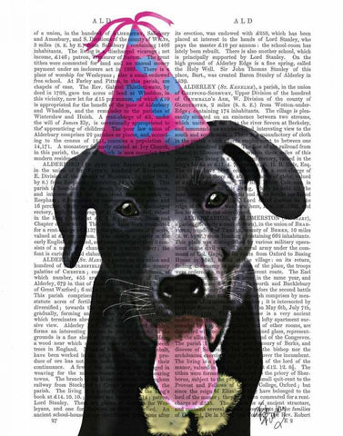 Black Labrador With Party Hat Black Ornate Wood Framed Art Print with Double Matting by Fab Funky