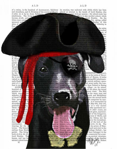 Black Labrador Pirate White Modern Wood Framed Art Print with Double Matting by Fab Funky