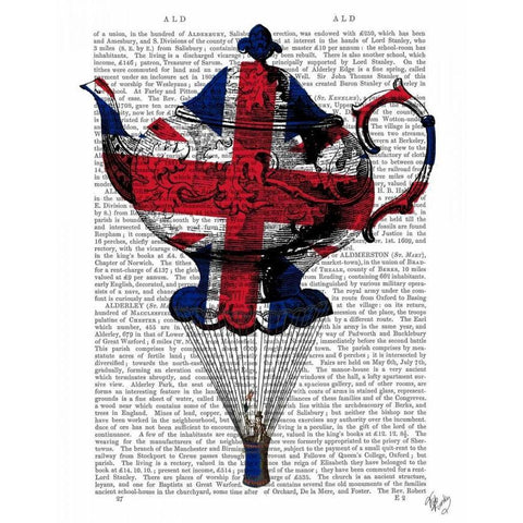 Union Jack Flying Teapot Black Modern Wood Framed Art Print by Fab Funky