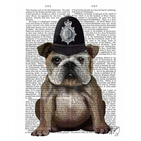 Bulldog Policeman Gold Ornate Wood Framed Art Print with Double Matting by Fab Funky