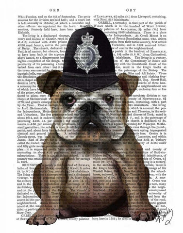 Bulldog Policeman Black Ornate Wood Framed Art Print with Double Matting by Fab Funky
