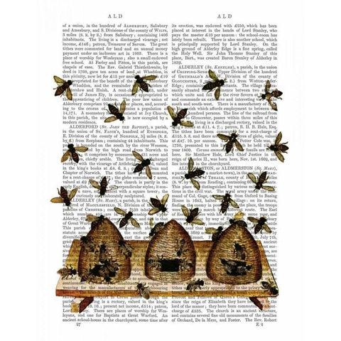 BeeHive Print Black Modern Wood Framed Art Print with Double Matting by Fab Funky