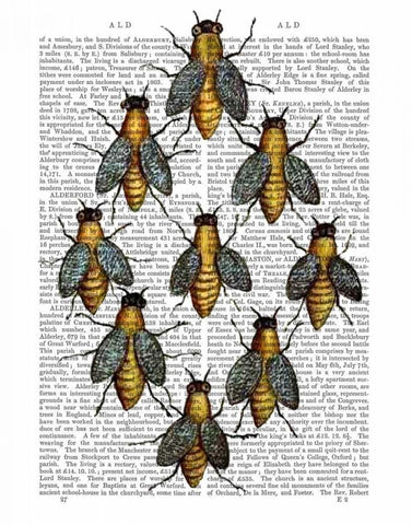 Medieval Bees White Modern Wood Framed Art Print with Double Matting by Fab Funky