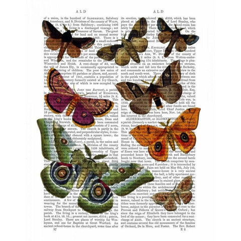 Moth Plate 2 White Modern Wood Framed Art Print by Fab Funky