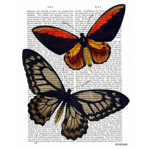 Butterflies 2 Gold Ornate Wood Framed Art Print with Double Matting by Fab Funky