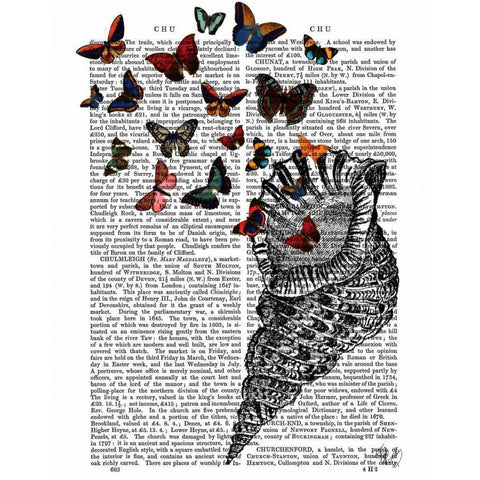 Conch Shell and Butterflies White Modern Wood Framed Art Print by Fab Funky