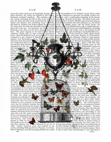 Strawberry Chandelier White Modern Wood Framed Art Print with Double Matting by Fab Funky