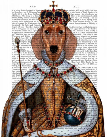 Dachshund Queen White Modern Wood Framed Art Print with Double Matting by Fab Funky