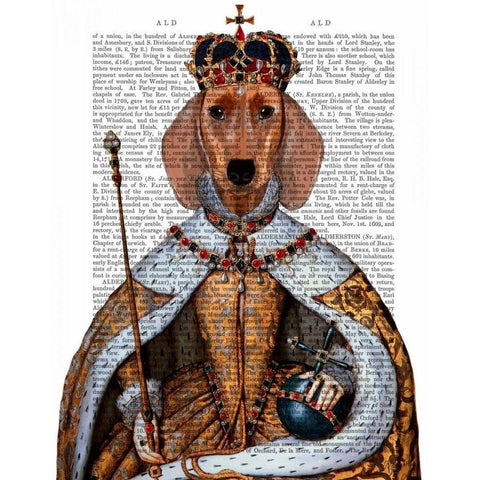 Dachshund Queen Black Modern Wood Framed Art Print with Double Matting by Fab Funky
