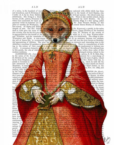 Fox Queen Black Ornate Wood Framed Art Print with Double Matting by Fab Funky