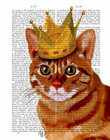 Ginger Cat with Crown Portrai White Modern Wood Framed Art Print with Double Matting by Fab Funky