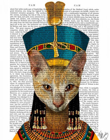 Egyptian Queen Cat Black Ornate Wood Framed Art Print with Double Matting by Fab Funky
