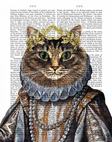 Cat Queen Black Ornate Wood Framed Art Print with Double Matting by Fab Funky
