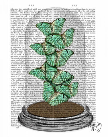 Green Butterflies in Bell Jar White Modern Wood Framed Art Print with Double Matting by Fab Funky