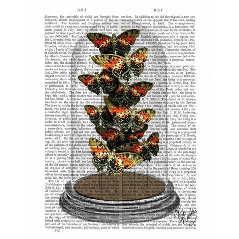 Multicoloured Butterflies in Bell Jar Black Modern Wood Framed Art Print by Fab Funky