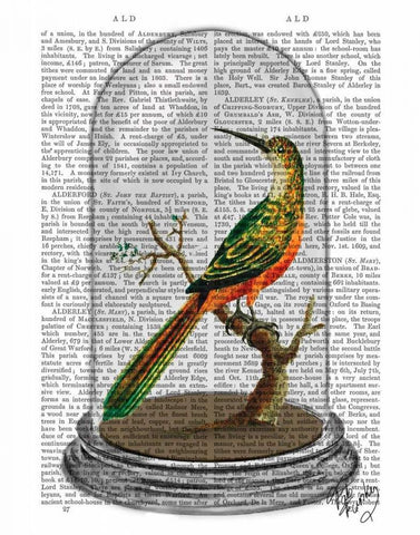 Bird In Bell Jar White Modern Wood Framed Art Print with Double Matting by Fab Funky