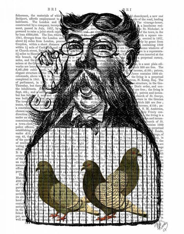 Pigeon Fancier Black Ornate Wood Framed Art Print with Double Matting by Fab Funky