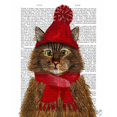 Maine Coon Cat Gold Ornate Wood Framed Art Print with Double Matting by Fab Funky