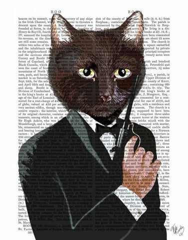 James Bond Cat Black Ornate Wood Framed Art Print with Double Matting by Fab Funky