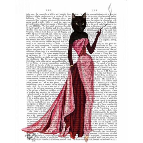 Glamour Cat in Pink White Modern Wood Framed Art Print by Fab Funky