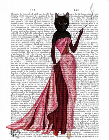 Glamour Cat in Pink White Modern Wood Framed Art Print with Double Matting by Fab Funky