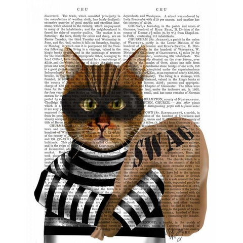 Cat Burglar Black Modern Wood Framed Art Print with Double Matting by Fab Funky