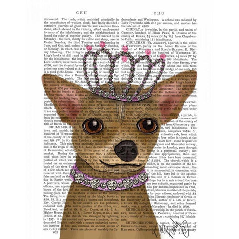 Chihuahua And Tiara Gold Ornate Wood Framed Art Print with Double Matting by Fab Funky