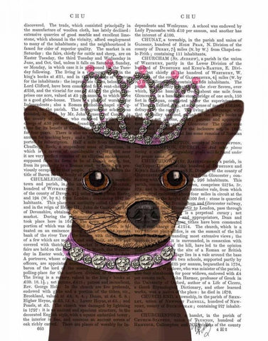 Brown Chihuahua And Tiara White Modern Wood Framed Art Print with Double Matting by Fab Funky