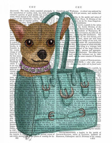 Chihuahua In Bag White Modern Wood Framed Art Print with Double Matting by Fab Funky