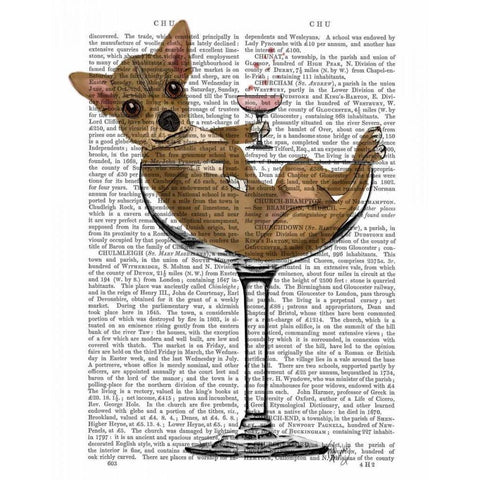 Chihuahua in Cocktail Glass White Modern Wood Framed Art Print by Fab Funky