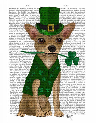 Chihuahua Leprechaun White Modern Wood Framed Art Print with Double Matting by Fab Funky