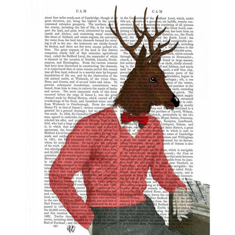 Deer At The Bar Black Modern Wood Framed Art Print with Double Matting by Fab Funky