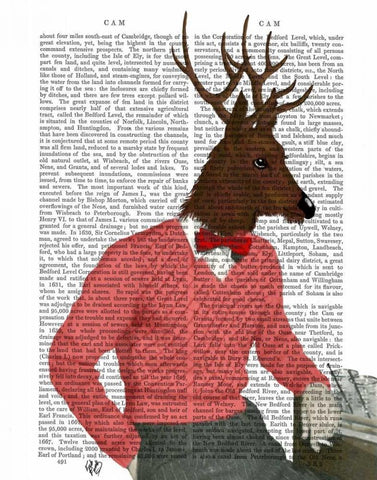 Deer At The Bar White Modern Wood Framed Art Print with Double Matting by Fab Funky