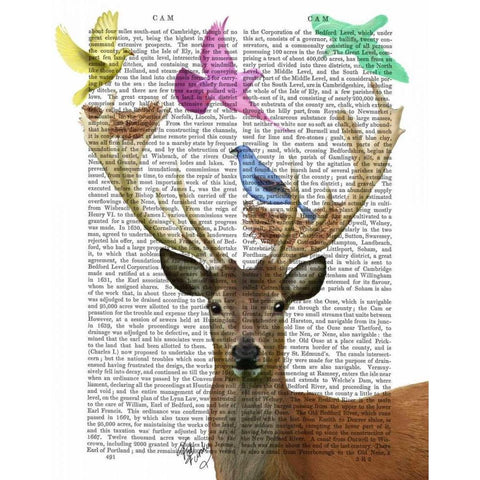 Deer and Birds Nests Pastel Shades White Modern Wood Framed Art Print by Fab Funky