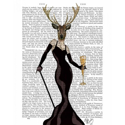 Glamour Deer in Black Black Modern Wood Framed Art Print by Fab Funky