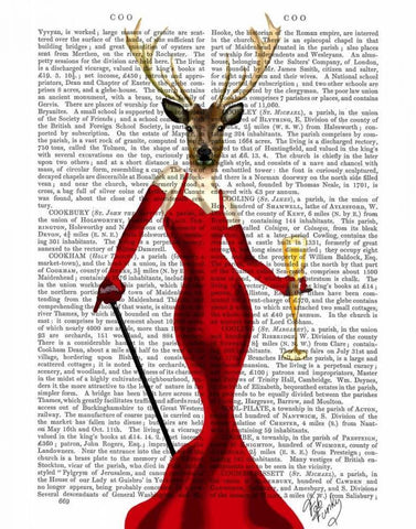 Glamour Deer In Red Black Ornate Wood Framed Art Print with Double Matting by Fab Funky