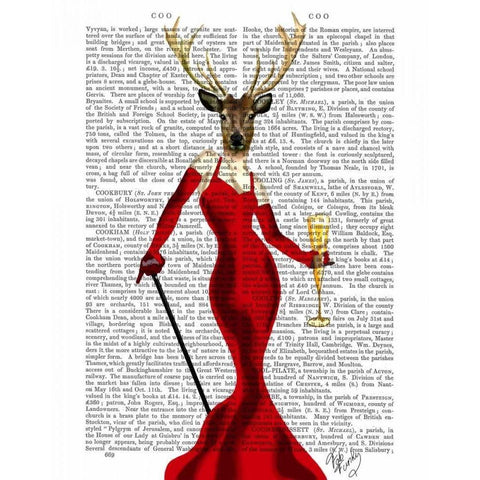 Glamour Deer In Red White Modern Wood Framed Art Print by Fab Funky