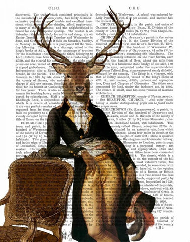 Deer and Chair Full Black Ornate Wood Framed Art Print with Double Matting by Fab Funky