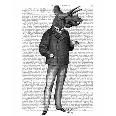 Triceratops Man 1 Dinosaur Black Modern Wood Framed Art Print by Fab Funky