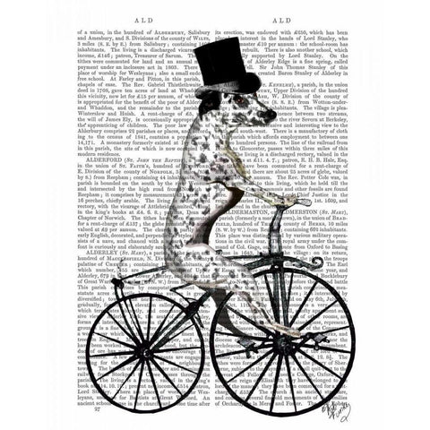 Dalmatian on Bicycle White Modern Wood Framed Art Print by Fab Funky