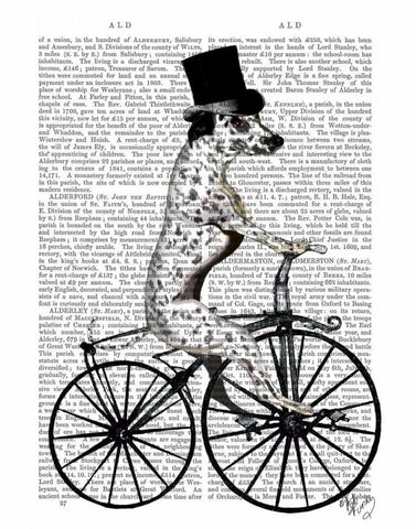 Dalmatian on Bicycle White Modern Wood Framed Art Print with Double Matting by Fab Funky