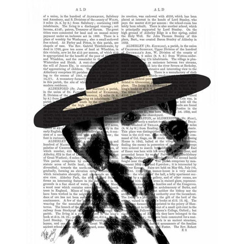 Dalmatian and Brimmed Black Hat White Modern Wood Framed Art Print by Fab Funky