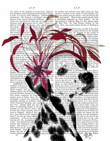 Dalmatian With Red Fascinator White Modern Wood Framed Art Print with Double Matting by Fab Funky