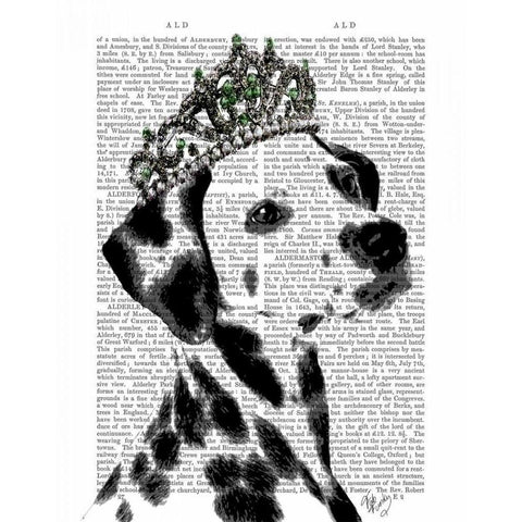 Dalmatian with Tiara Gold Ornate Wood Framed Art Print with Double Matting by Fab Funky